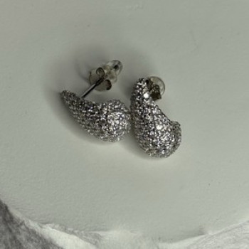 925 Sterling Silver Beautiful CZ Earrings Length 0.55