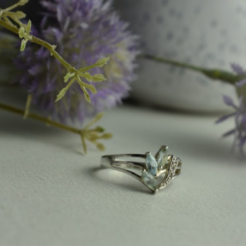 925 Sterling Silver Topaz Ring Size 10