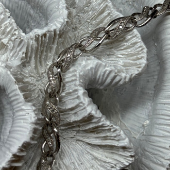 925 Sterling Silver Bracelet Diamonds Length 7.5