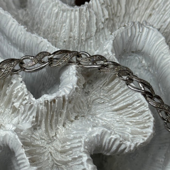 925 Sterling Silver Bracelet Diamonds Length 7.5