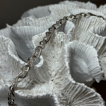 925 Sterling Silver Bracelet Diamonds Length 7.5