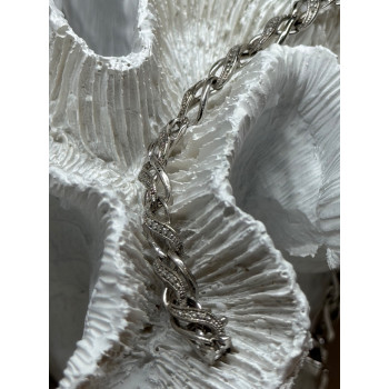 925 Sterling Silver Bracelet Diamonds Length 7.5