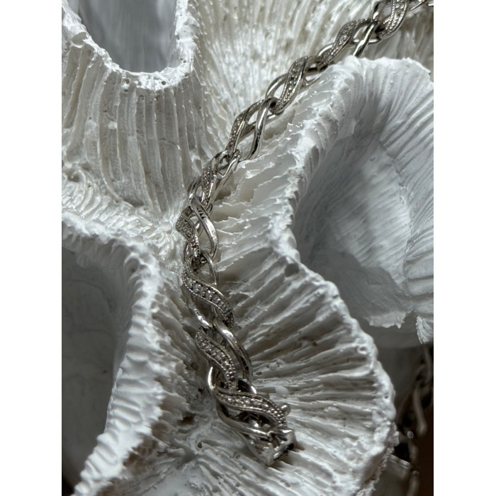 925 Sterling Silver Bracelet Diamonds Length 7.5