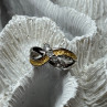 925 Sterling Silver Gold Plated Part White Beryl Ring Size 6.5