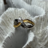 925 Sterling Silver Gold Plated Part White Beryl Ring Size 6.5