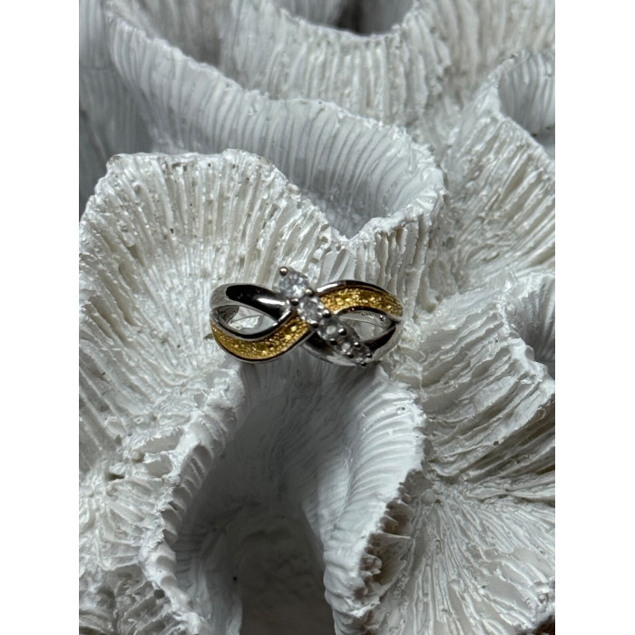 925 STERLING SILVER GOLD PLATED PART WHITE BERYL RING SIZE 6.5