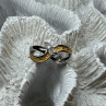 925 Sterling Silver Gold Plated Part White Beryl Ring Size 6.5