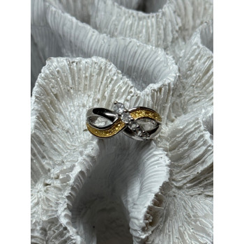 925 STERLING SILVER GOLD PLATED PART WHITE BERYL RING SIZE 6.5