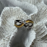 925 Sterling Silver Gold Plated Part White Beryl Ring Size 6.5