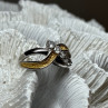 925 Sterling Silver Gold Plated Part White Beryl Ring Size 6.5