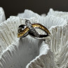 925 Sterling Silver Gold Plated Part White Beryl Ring Size 6.5
