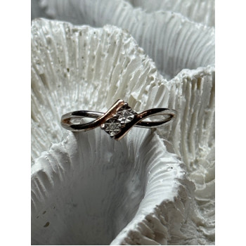 925 Sterling Silver Gold Plated Part White Sapphire Ring Size 6