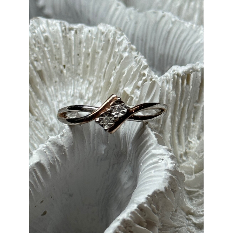 925 Sterling Silver Gold Plated Part White Sapphire Ring Size 6