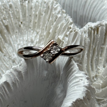 925 Sterling Silver Gold Plated Part White Sapphire Ring Size 6