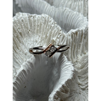 925 Sterling Silver Gold Plated Part White Sapphire Ring Size 6