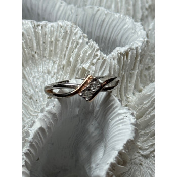 925 Sterling Silver Gold Plated Part White Sapphire Ring Size 6