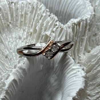 925 Sterling Silver Gold Plated Part White Sapphire Ring Size 6