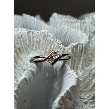 925 Sterling Silver Gold Plated Part White Sapphire Ring Size 6