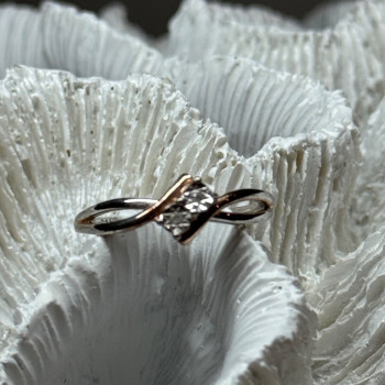 925 Sterling Silver Gold Plated Part White Sapphire Ring Size 6