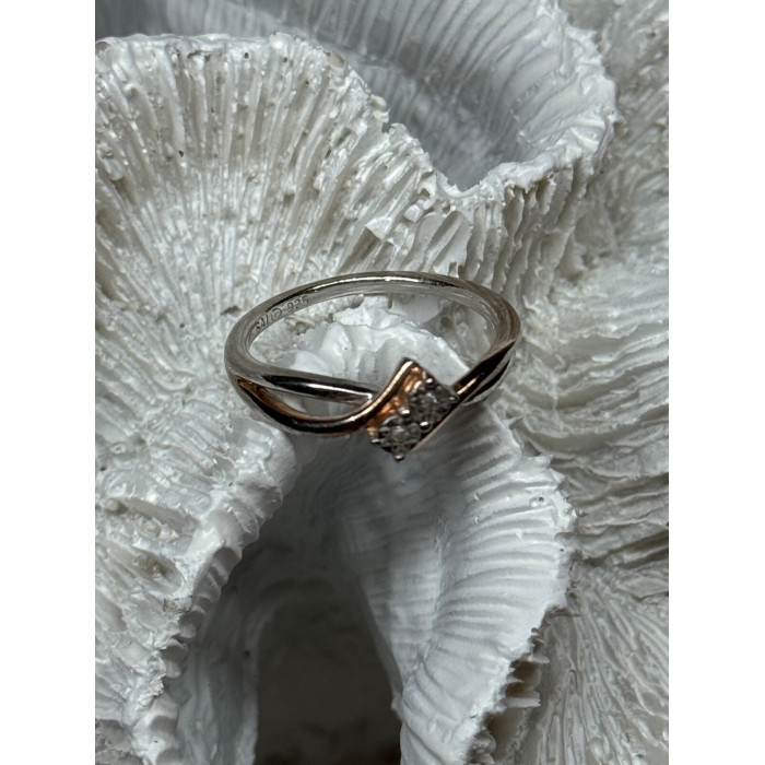 925 Sterling Silver Gold Plated Part White Sapphire Ring Size 6