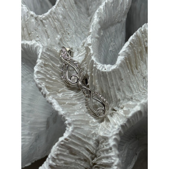 INTERWOVEN 925 STERLING SILVER WHITE TOPAZ EARRINGS LENGTH 0.6 in