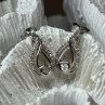 Interwoven 925 Sterling Silver White Topaz Earrings Length 0.6 in