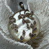 925 Sterling Silver Abalone & Marcasite Pendant Length 1.4 In