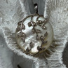 925 Sterling Silver Abalone & Marcasite Pendant Length 1.4 In