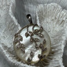 925 Sterling Silver Abalone & Marcasite Pendant Length 1.4 In