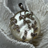 925 Sterling Silver Abalone & Marcasite Pendant Length 1.4 In