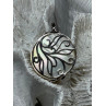 925 Sterling Silver Abalone & Marcasite Pendant Length 1.4 In