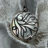 925 Sterling Silver Abalone & Marcasite Pendant Length 1.4 In