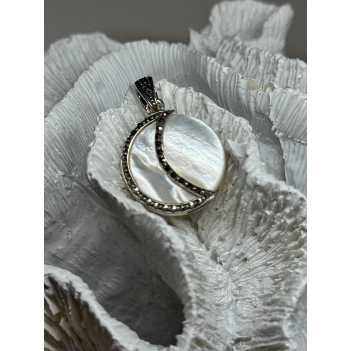 925 Sterling Silver Abalone Pendant Length 1.4 In