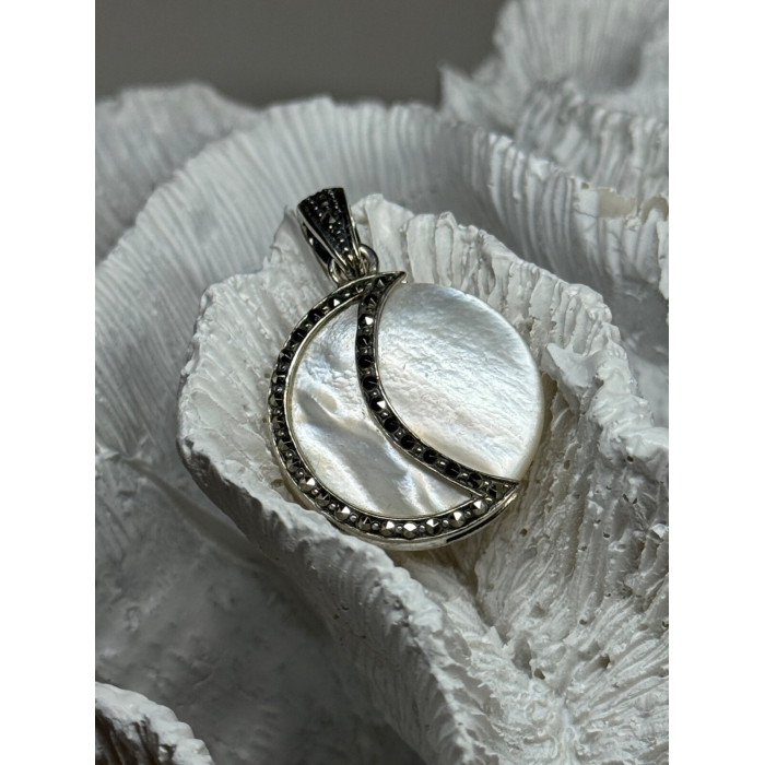 925 Sterling Silver Abalone Pendant Length 1.4 In