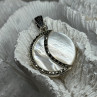 925 Sterling Silver Abalone Pendant Length 1.4 In