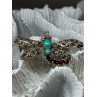 925 STERLING SILVER DRAGONFLY BROOCH TURQUOISE & GARNET LENGTH 1.7 in