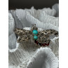 925 STERLING SILVER DRAGONFLY BROOCH TURQUOISE & GARNET LENGTH 1.7 in