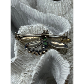 925 STERLING SILVER DRAGONFLY BROOCH TURQUOISE & GARNET LENGTH 1.7 in