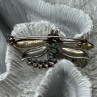 925 Sterling Silver Dragonfly Brooch Turquoise & Garnet Length 1.7 in