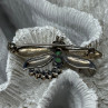 925 Sterling Silver Dragonfly Brooch Turquoise & Garnet Length 1.7 in