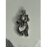 925 Sterling Silver Cat CZ Pendant Length 1.3 Inch