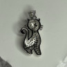 925 Sterling Silver Cat CZ Pendant Length 1.3 Inch