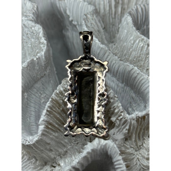 925 Sterling Silver Abalone Pendant Length 1.6 In