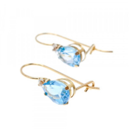 10K Yellow Gold Topaz & Diamonds Earrings