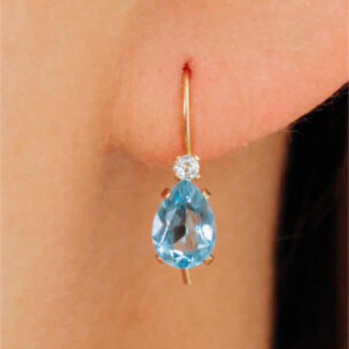 10K Yellow Gold Topaz & Diamonds Earrings
