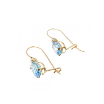 10K YELLOW GOLD TOPAZ & DIAMONDS EARRINGS