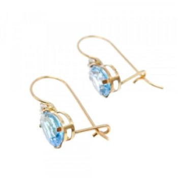 10K Yellow Gold Topaz & Diamonds Earrings