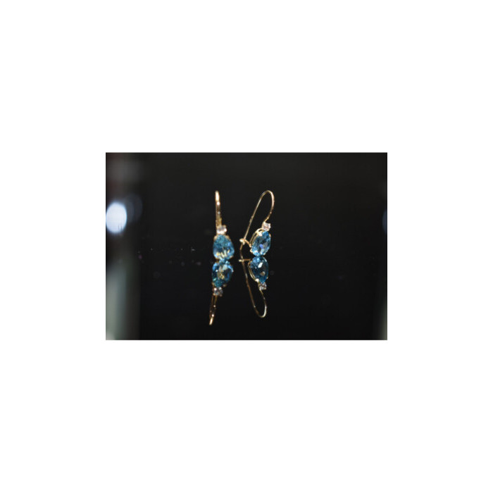 10K YELLOW GOLD TOPAZ & DIAMONDS EARRINGS