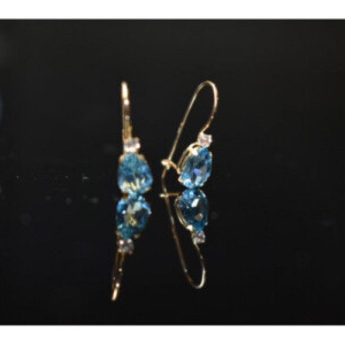 10K Yellow Gold Topaz & Diamonds Earrings