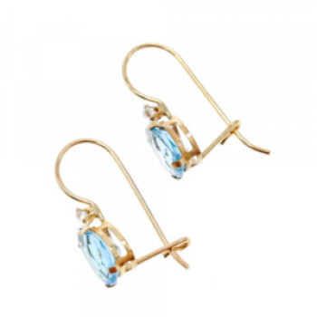 10K Yellow Gold Topaz & Diamonds Earrings